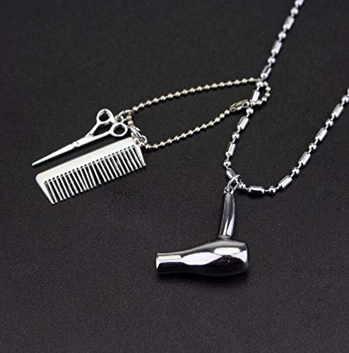 Preisvergleich Produktbild YLLY Kreativer Haarfön, Haarschere, Kamm, Anhänger für Schlüsselanhänger / Halskette (Silber)
