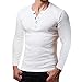 Produktbild BaZhaHei Herren Langarmshirt Mode Männer V-Ausschnitt Knopf Bluse Langarm Fit Pullover Shirt Solid Top Männer Taste V-Ausschnitt Lange Ärmel Einfarbig Mantel