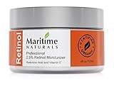 2.5% Retinol Moisturizing Cream - Huge Pack 120 ml-Hyaluronic Acid, Vitamin E,2.5% Professional Grade Vitamin A, Retinol Shea Butter Vegan-Best Day And Night Anti-Aging&Moisturizing Cream By Maritime Naturals