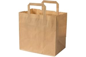 GREENBOX Umweltschonende Papier Tragetaschen groß I Papiertüten Geschenktüten Papiertragetaschen biologisch abbaubar, kompostierbar I 25 x braune Papier Tüten 26 x 17 x 25 cm