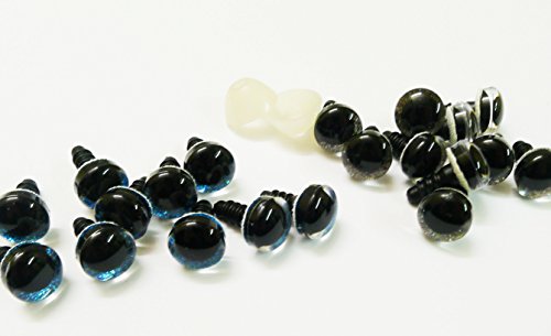10 Paar Sicherheitsaugen glitzer 12 mm, blau und silber glitzer, Teddyaugen glitzer, Teddyzubehör