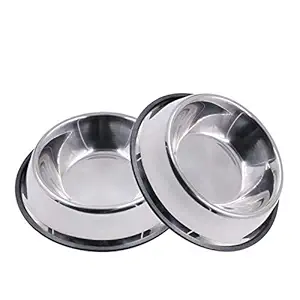 Mlife Stainless Steel Dog Bowl with Rubber Base for Small/Medium/Large Dogs, Pets Feeder Bowl and Water Bowl Perfect Choice (Set of 2)