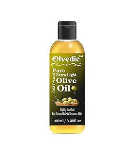 Olvedic 100% Pure & Organic Extra Light Olive Oil for Hair, Skin & Body Hair Oil (100 ml)