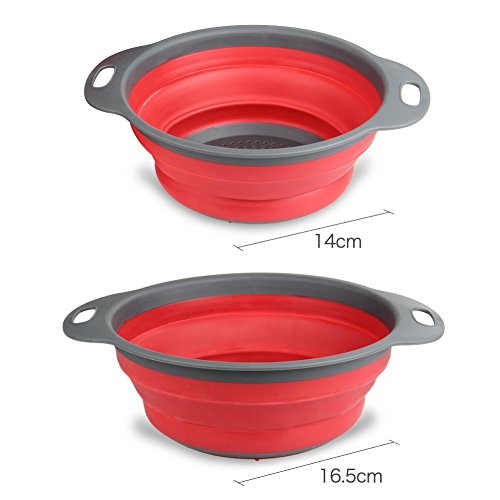 Faltbarer Seiher, GegeStyle 2 Stück Collapsible Silikon Sieb Faltbare Abtropfsieb - 3
