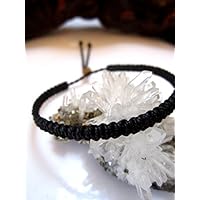 Bracelet brésilien/amitié/surf/en fil tissage plat noir tissé main en macramé