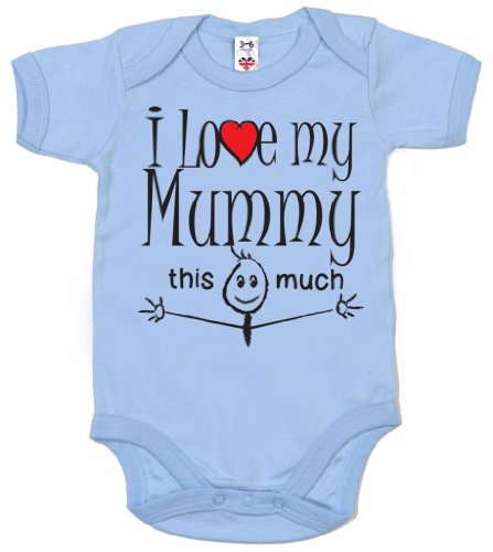 IiE, I love my Mummy this much, Baby Boy Bodysuit, 0-3m, Pale Blue