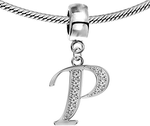 Pandora compatible Sterling Silver initial charm with CZ crystals - Fits all Pandora Bracelets - Letters A to Z