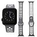 Produktbild Für Apple Watch iWatch 38mm Sport Silikon Ersatz Band Armband Silber+Weiß