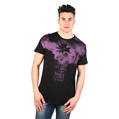 Just Cavalli Palms Men's T-Shirt Black C44 FA60, Size:M