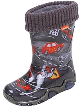 Jungen Gummistiefel Regenstiefel gefüttert Grau