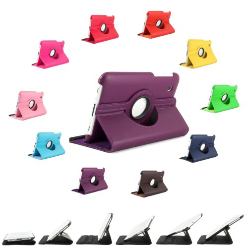 360 ° 7.0 Luxus Tasche SAMSUNG GALAXY TAB 2 7.0 P3100 P3110 Hülle Schutz Etui Tasche Cover Case mit Ständerfunktion (Lila) - 5