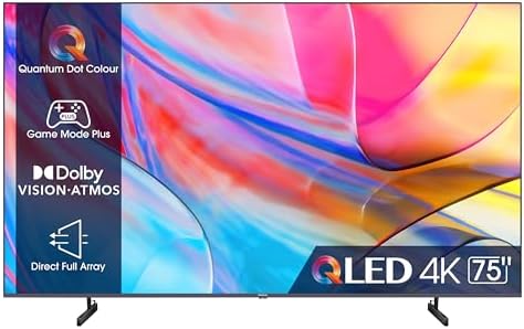 Hisense 75" QLED 4K 2023 75A72KQ, Smart TV VIDAA U6, Dolby Vision, HDR 10+, Game Mode Plus, Alexa Built-in, VIDAA Voice, Tuner DVB-T2/S2 HEVC 10, lativù 4K