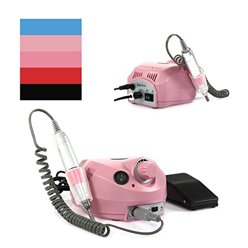 CoastaCloud Brand New 18000-30000RPM Pink Professional Nails Salon Manicure Electric Nail Drill File Machine Kits with Pedal