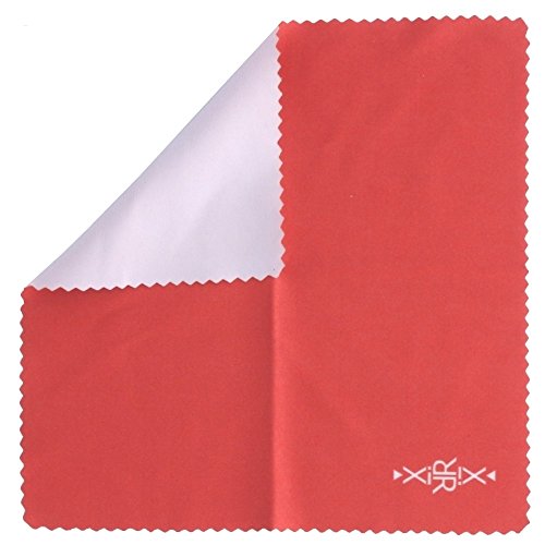Brillenputztücher Mikrofasertücher 15x15 cm / Reinigungstücher zur Reinigung von Brille Display Glas Handy Kamera Objektiv - 5 Stück / rot