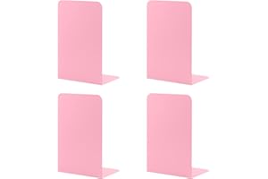 ‎MSDADA MSDADA Buchstützen aus Metall L, 102x203x135mm, 2 Paar CD Buchständer Kinder, Bücherregal für Schule Zuhause Büro Bibliothek Decorative(Rosa)