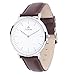 Produktbild Aurora Herren-Beiläufiges Geschäfts-Analog Quarz Wasserdicht Armbanduhr mit dunkelbraunes Leder-Band-Silber