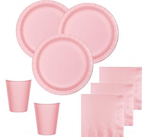 52 Teile Party Deko Set Pastell Rosa für 16 Personen