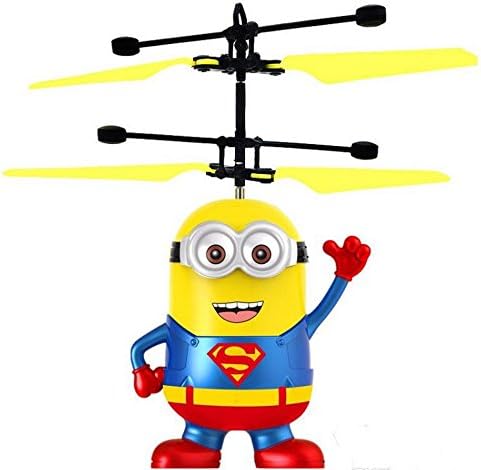 1x Flying Despicable Me Superhero Minion Mini R/C Helicopter For Kids Children Super Man Spider Man Blue Red Sensor Operated (Super Man)
