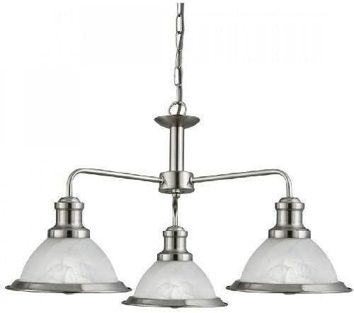 Bistro Satin Chrome 3 Lamp Pendant Light with Acid Glass Shades