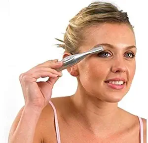 Royza Electric Epilator, Portable and Painless Feather Eye Brow and Facial Hair Remover and Trimmer for Women (Silver)