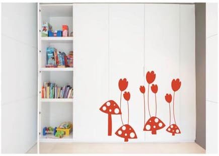 Decoration wall sticker wall mural decor-Mashroom and flower