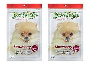 JerHigh Chicken Strawberry Dog Treat, 70 g (Pack of 2)