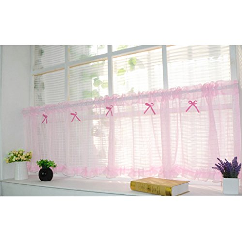 „bow-knot“ Landesmode Scheibengardine halbtransparent Bistrogardine Vorhänge modernes Wohnen, Pink, BxH 140x100cm - 3