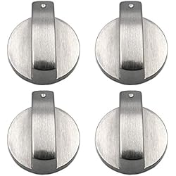 xutong - Lot de 4 boutons en métal argenté pour cuisinière à gaz, four ou plaques de cuisson - diamètre trou de fixation 6 mm