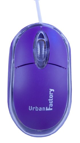 Urban Factory BDM07UF - Ratón (Ambidextro, Óptico, USB, 800 dpi, Púrpura)