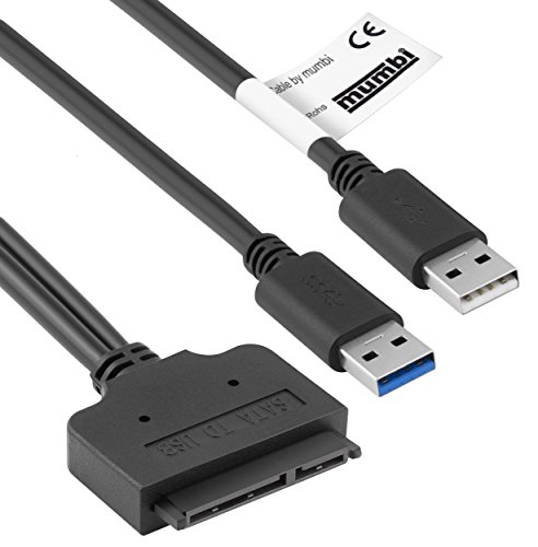 mumbi USB 3.0 auf SATA Adapter Kabel - USB-A mit zusätzlicher Stromversorgung schwarz
