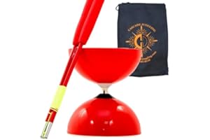 Juggle Dream and Cascade giocoleria rosso Big Top – Jumbo Bearing Diabolos Set, Red Superglass Diablo Sticks, Diabolo string & Bag (rosso)
