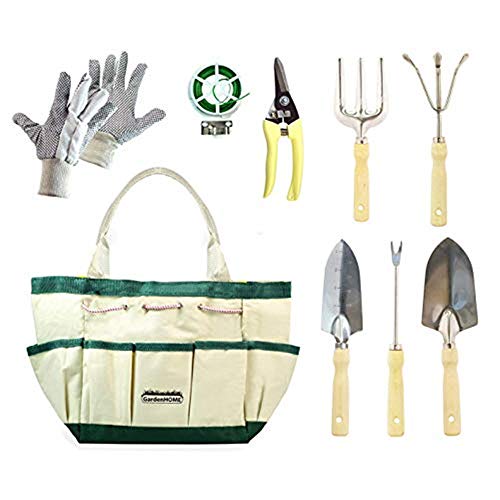 GardenHOME Gloves, Pruner, Plant Twist Tie Storage Bag,Gift 9 Piece Garden Set-5 Heavy Duty Stainles GardenHOME Gloves, Pruner, Plant Twist Tie Storage Bag,Gift 9 Piece Garden Set-5 Heavy Duty Stainles