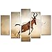 Produktbild Loiazh - Bilder Vlies Leinwandbild 5 Teilig Kunstdruck modern Wandbilder Wanddekoration Design Wand Bild - Frameless - Antilope 25x10 20x10x2 15x10x2(cm)