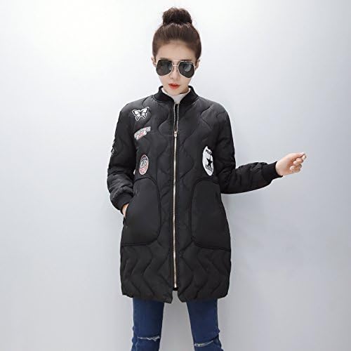 DLpf A 2016 Korean baseball uniform coat lady in the long winter of feather padded jacket,M body weight (95-105),black