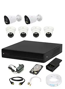 CP PLUS Wired 8 Channel HD DVR 1080p, Colorful View in Night Vision Outdoor Camera 2.4 MP 2Pcs, Indoor Camera 2.4 MP 4Pcs, 1 TB Hard Disk Full Combo Set