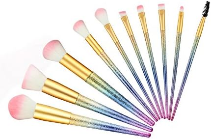 YKMaggie Makeup Brush Gradient Colorful 10 Brush Set Scrub Brush Lip Brush Beauty Tools.