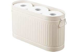 mDesign Organizer bagno per 6 rotoli di carta igienica – Portarotolo bagno da appoggio in stile retrò – Compatto porta rotoli carta per la toilette principale o degli ospiti – crema