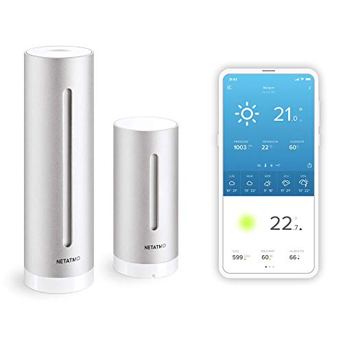 Netatmo Smarte Wetterstation - WLAN, Funk, Innen- und Außensensor, Wettervorhersage, Amazon Alexa, Hygrometer, Luftqualität, (Generalüberholt)