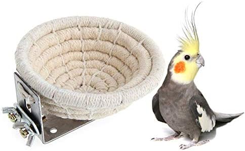 Smirk Sumer Handmade Cotton Rope Bird Breeding Nest Bed for Budgie Parakeet Cockatiel Canary Finch Dove Lovebird and Small Parrot Cage Perch Stand Hatching Nesting Box