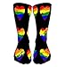 Produktbild Walnut Cake Hohe Socken Outdoor Sports Men Women High Socks Stocking Grunge Heart Shapes Love Symbol red orange Yellow Green Blue Violet Colors Shape Hearts Set Black Tile Length 19.7"(50cm)