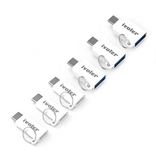 [6 in 1 Pack] USB C Adapter mit Schlüsselring, iVoler® [3 Stücke] USB C auf Micro USB Adapter + [3 Stücke] USB C Adapter auf USB A 3.0 OTG Konverter für MacBook 2015, Macbook Pro 2016, ChromeBook Pixel, LG G5/G6, Samsung Galaxy S8/S8+, Huawei P9/P10/P10 Plus, Nokia N1, OnePlus 3, Lumia 950 und mehr - Weiß