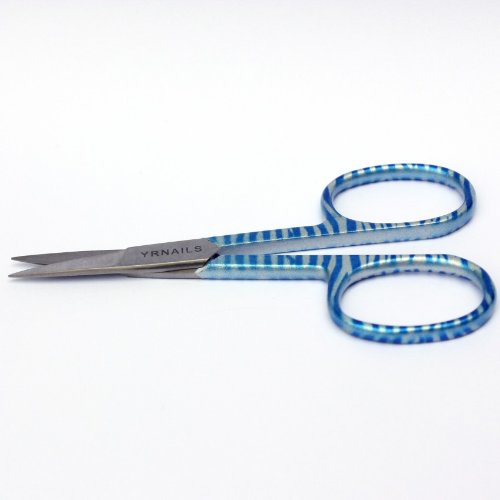 Blue Zebra Stripe - Straight Nail Manicure Scissors by YRNails