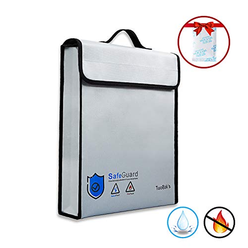 Bolsa Ignifuga Impermeable | Bolsas Ignifugas Documentos | Bolsa Ignifuga Dinero de Silicona Mejorada con Gel de Sílice Desecante 30g(40 x 32 x 8 cm)