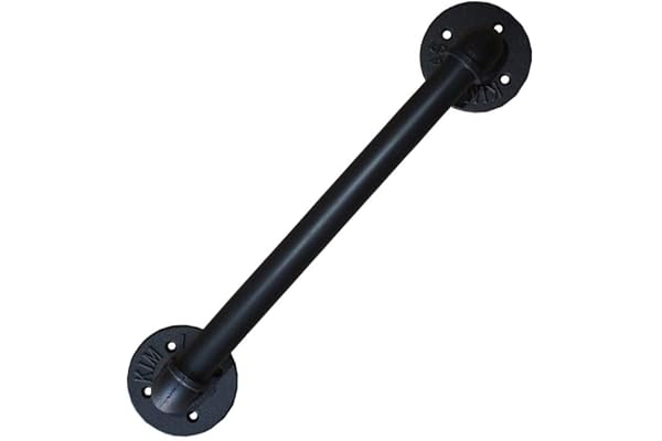 Main Courante pour Escalier Intérieur Extérieur Mur Balustrade de Rampe de Pied Garde-Corps de Support Poignée Rambarde de Sécurité - Kit Complet - Métal Fer Forgé Noir (60cm)