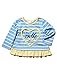 M&Co Baby Girl Long Sleeve Stripe Print Belle Slogan Love Heart Bow Detail Frill Hem Cotton T-Shirt Light Blue 0/3 Mnths