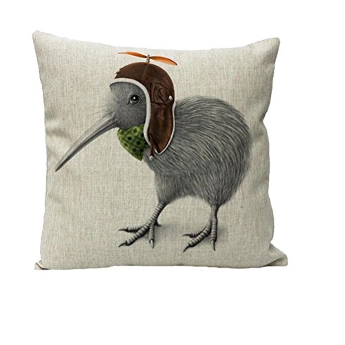 Nunubee Cotton Linen Home Decor Animal Throw Sofa Car Cushion Cover Pillow Case Bird
