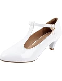 AgeeMi Shoes Mujeres Sólido Tacón EN Forma de Cono de Salón con Hebilla
