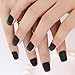 Bling Art False Nails French Manicure Matte Black Full Cover Medium Tips UK