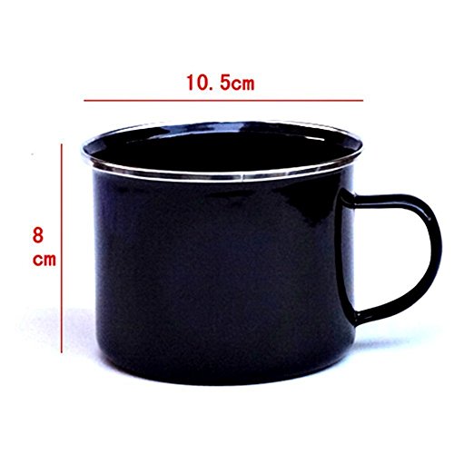 Travelmall 3 PCS Black Enamel Camping Picknick Ess-Set Platte Tasse Schüssel Emaille Cereal Bowls Reise und Camping Besteck Set für 1 Person (3pcs-Schwarz) - 3