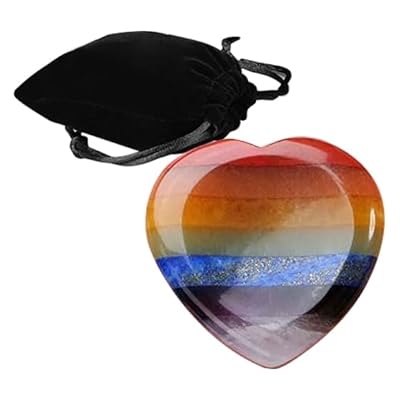 Yeesabella 7 Chakra Thumb Worry Stone For Anxiety With Velvet Bag Heart Shape Chakra Healing Crystals Pocket Palm Stone Anxiety Crystal Chakra Healing Meditation Crystal Therapy For Stress Relief